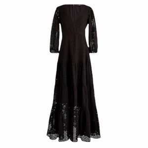 J.Crew Black Eyelet Tiered Maxi Dress